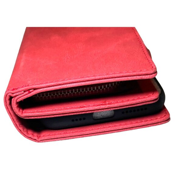 Wallet Phone Case iPhone 11 Pro Max Modos Logicos Case Wrist Strap Red Leather - Picture 7 of 16